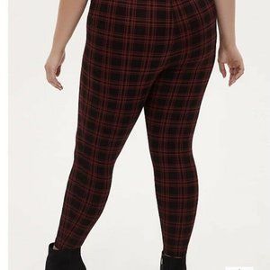 Torrid Studio Ponte Slim Fix Red Plaid Pull-On Pixie Pant NWT Fleece Lined 3XL
